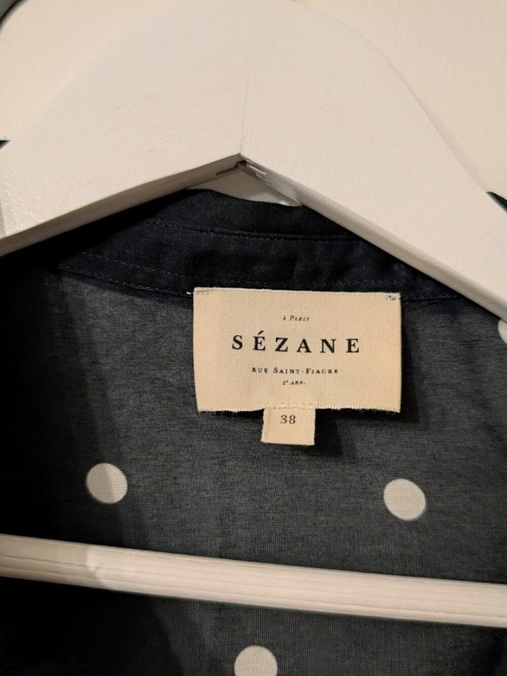 Sezane Pierro Polka Dot Button-down Blouse Black Ecru US 6 (FR 38) NWOT RARE - Picture 5 of 11
